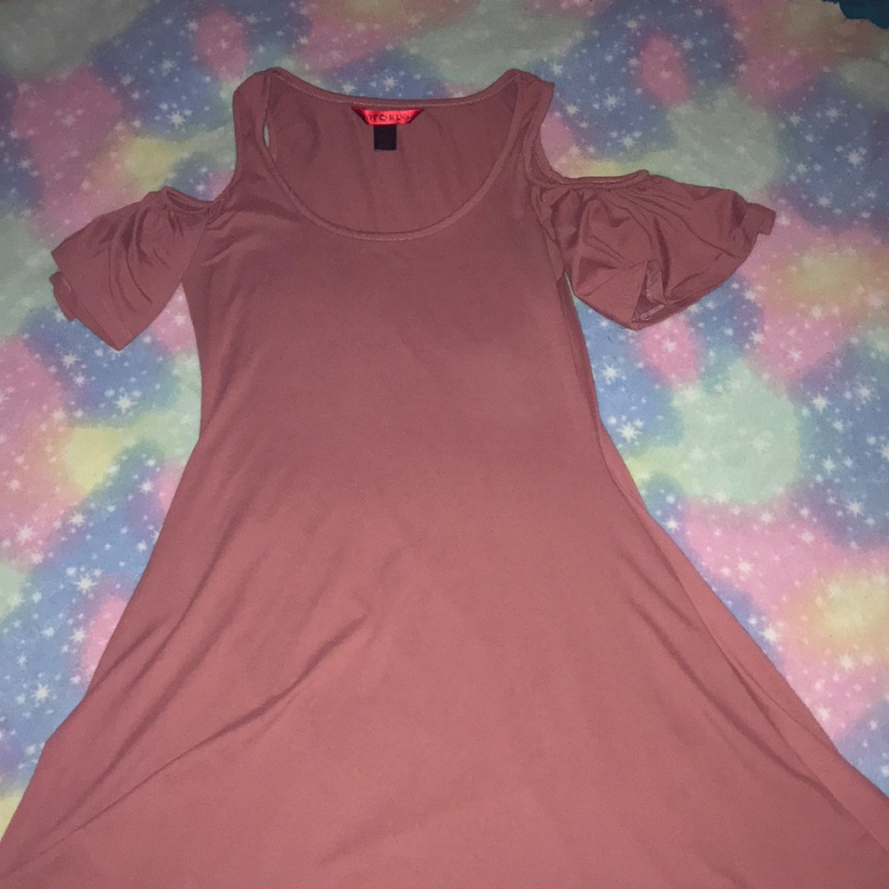 Ruffle sleeve coral dress